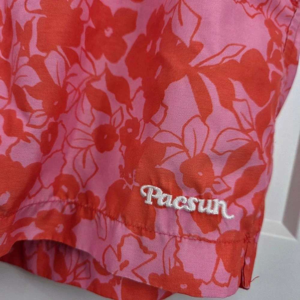 Pacsun‎ Men's Floral Swim Trunks Pink Orange Size Large